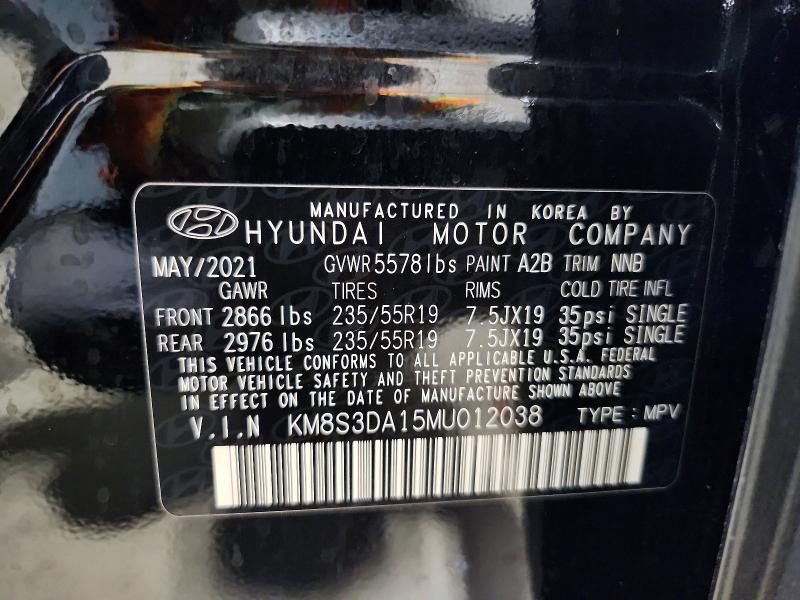 Продажа на аукционе авто 2021 Hyundai Santa Fe, vin: KM8S3DA15MU012038, номер лота: 67628966