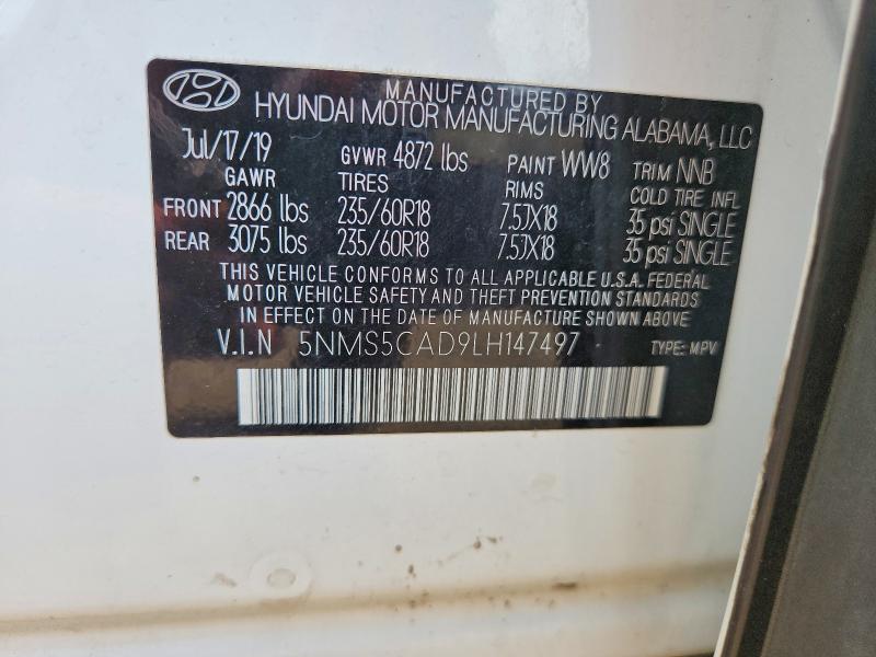 Aukcja sprzedaży 2020 Hyundai Santa Fe, vin: 5NMS5CAD9LH147497, numer aukcji: 67236296