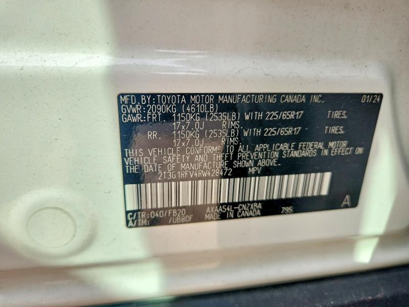 Продаж на аукціоні авто 2024 Toyota Rav4, vin: 2T3G1RFV4RW428472, номер лоту: 67422836