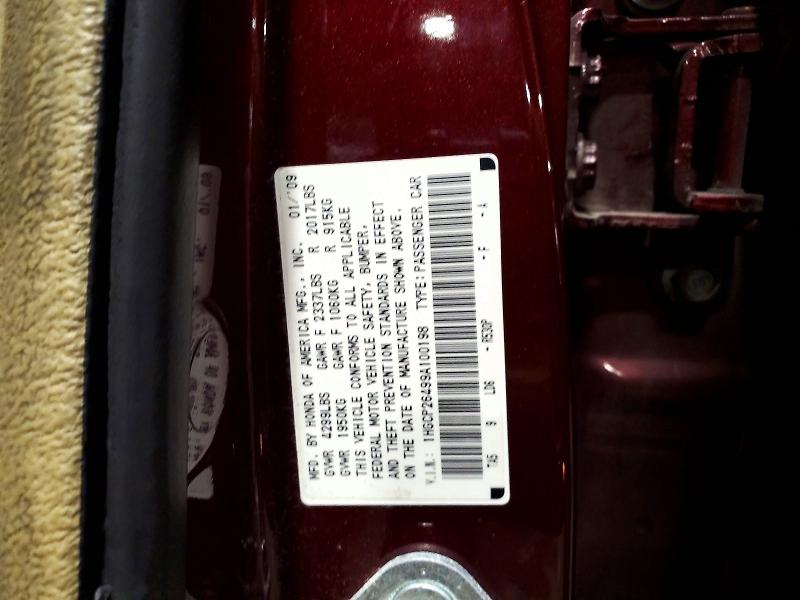 Auction sale of the 2009 Honda Accord, vin: 1HGCP26499A100198, lot number: 70064496