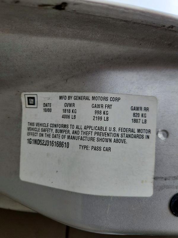 Aukcja sprzedaży 2001 Chevrolet Malibu, vin: 1G1ND52J316168610, numer aukcji: 67715816