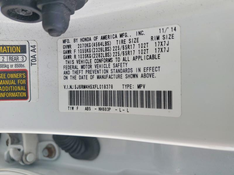 Продаж на аукціоні авто 2015 Honda Cr-v, vin: 5J6RM4H5XFL018378, номер лоту: 69643996