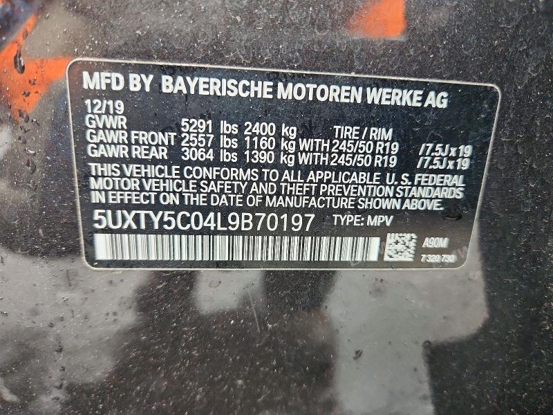 Aukcja sprzedaży 2020 Bmw X3, vin: 5UXTY5C04L9B70197, numer aukcji: 69704036