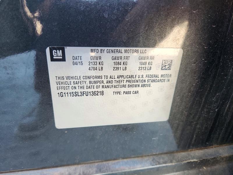 70810026 :رقم المزاد ، 1G1115SL3FU136218 vin ، 2015 Chevrolet Impala مزاد بيع