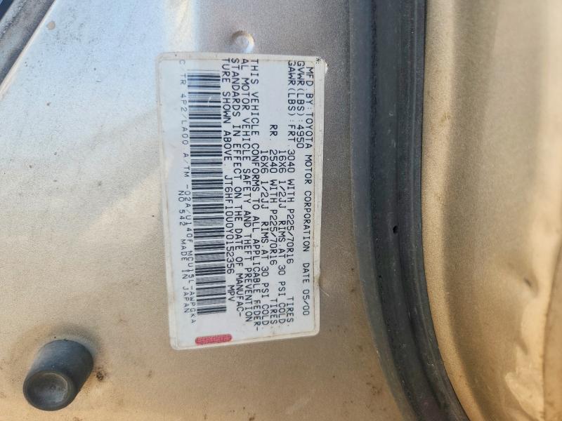 2000 Lexus Rx მანქანა იყიდება აუქციონზე, vin: JT6HF10U0Y0152356, აუქციონის ნომერი: 67559166