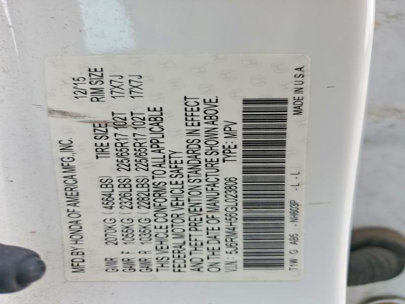 Продажа на аукционе авто 2016 Honda Cr-v, vin: 5J6RM4H56GL023806, номер лота: 67671916