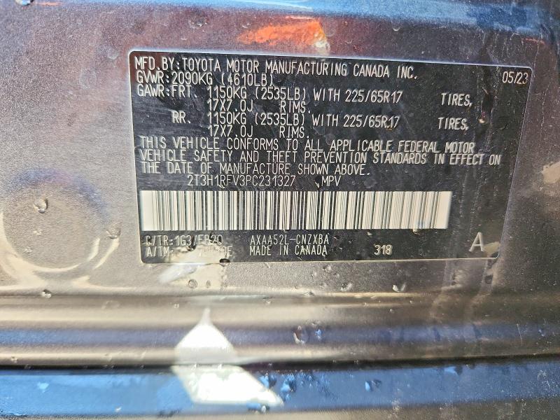 2023 Toyota Rav4 მანქანა იყიდება აუქციონზე, vin: 2T3H1RFV3PC231327, აუქციონის ნომერი: 69411166
