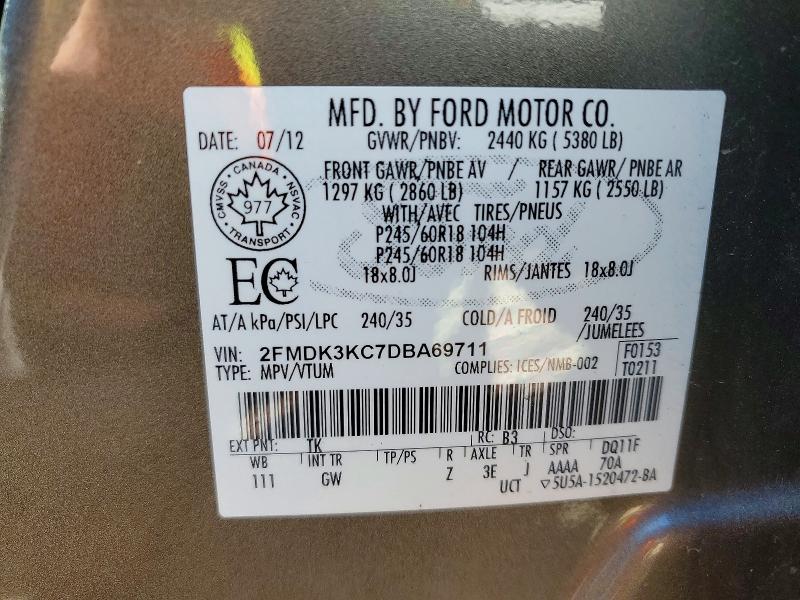 Продажа на аукционе авто 2013 Ford Edge, vin: 2FMDK3KC7DBA69711        , номер лота: 69225746