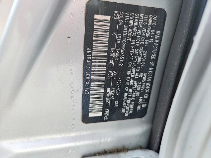2019 Nissan Rogue Sport მანქანა იყიდება აუქციონზე, vin: JN1BJ1CR9KW335122, აუქციონის ნომერი: 69308246
