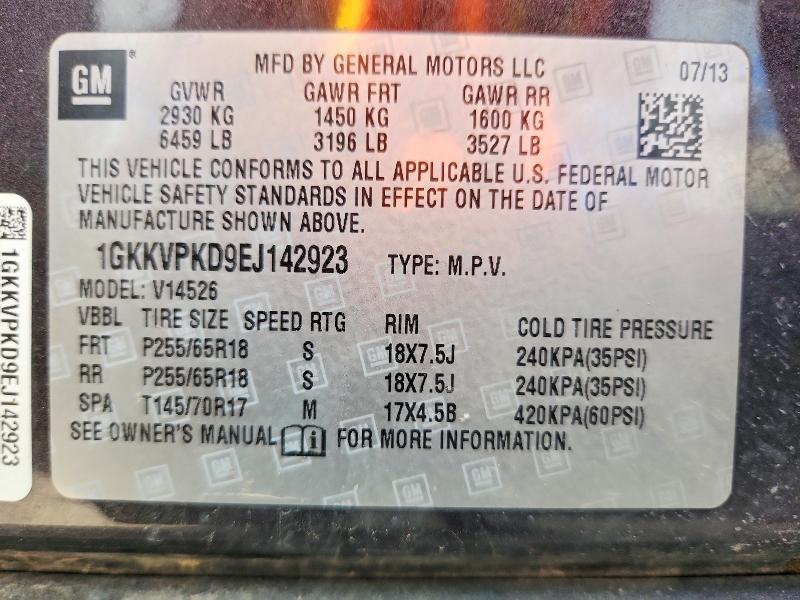 67516936 :رقم المزاد ، 1GKKVPKD9EJ142923 vin ، 2014 Gmc Acadia مزاد بيع