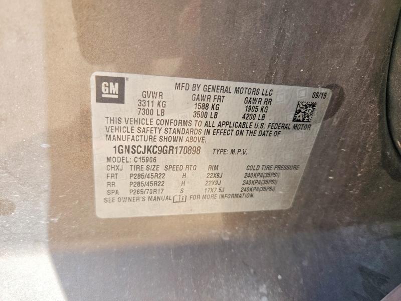 69653616 :رقم المزاد ، 1GNSCJKC9GR170898 vin ، 2016 Chevrolet Suburban مزاد بيع