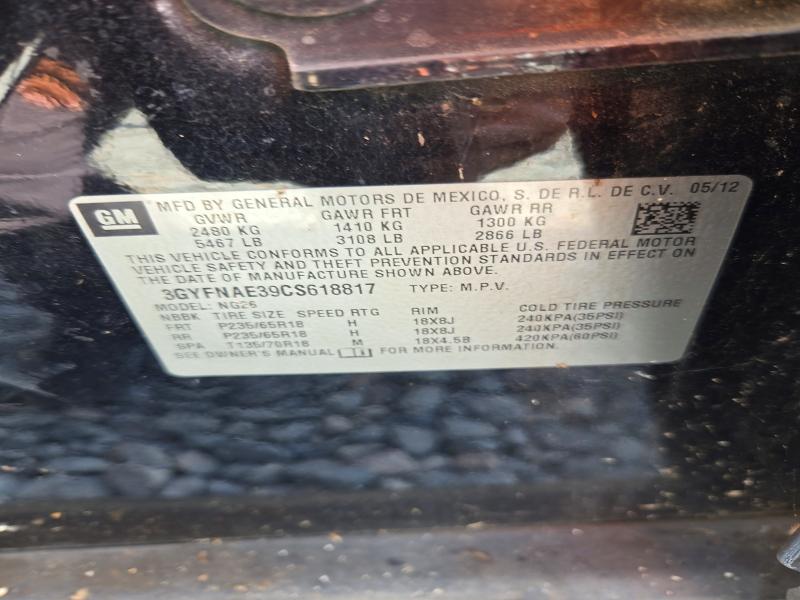 2012 Cadillac Srx მანქანა იყიდება აუქციონზე, vin: 3GYFNAE39CS618817, აუქციონის ნომერი: 70692356