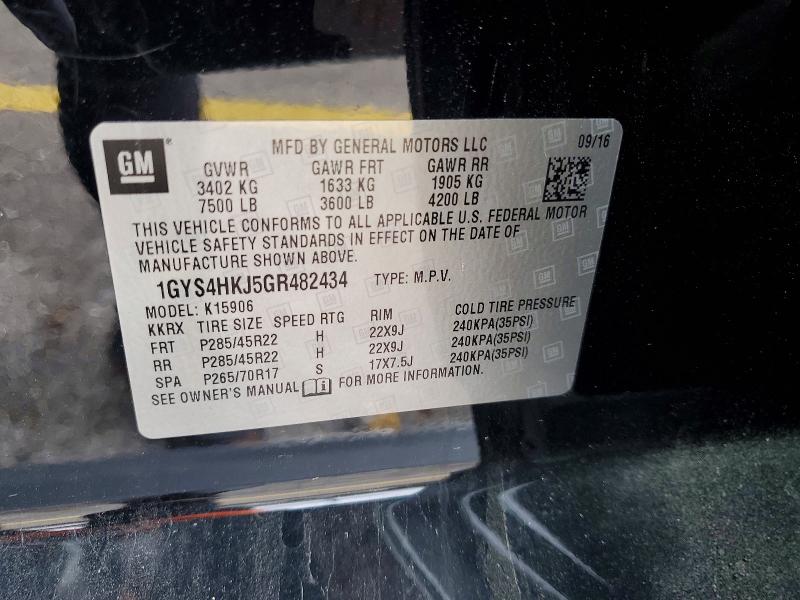 Auction sale of the 2016 Cadillac Escalade, vin: 1GYS4HKJ5GR482434, lot number: 68388016