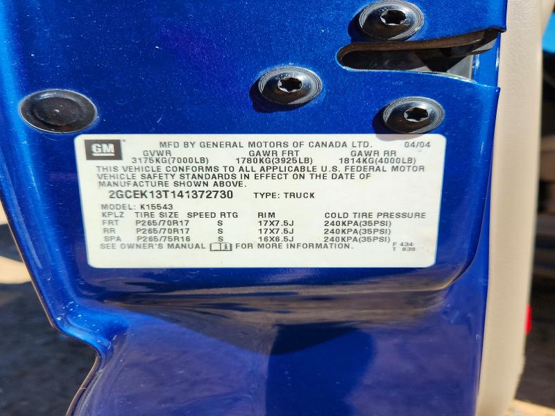 2004 Chevrolet Silverado მანქანა იყიდება აუქციონზე, vin: 2GCEK13T141372730, აუქციონის ნომერი: 70453526