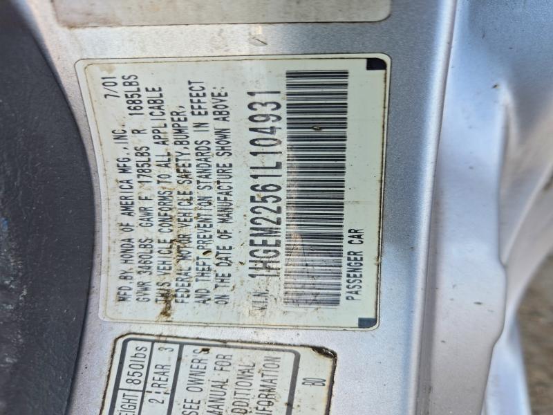 Продажа на аукционе авто 2001 Honda Civic, vin: 1HGEM22561L104931, номер лота: 71512076