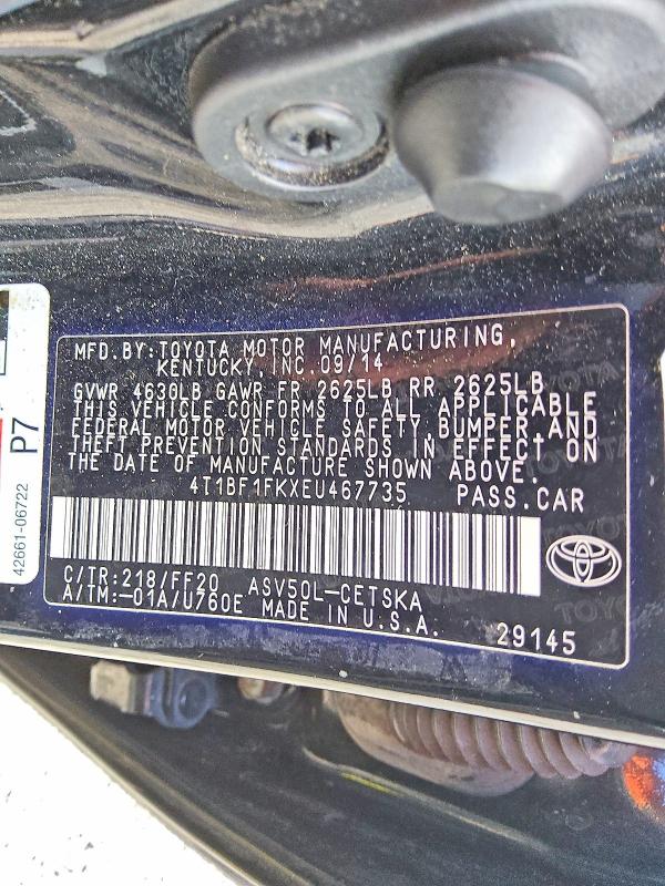 66810066 :رقم المزاد ، 4T1BF1FKXEU467735 vin ، 2014 Toyota Camry مزاد بيع