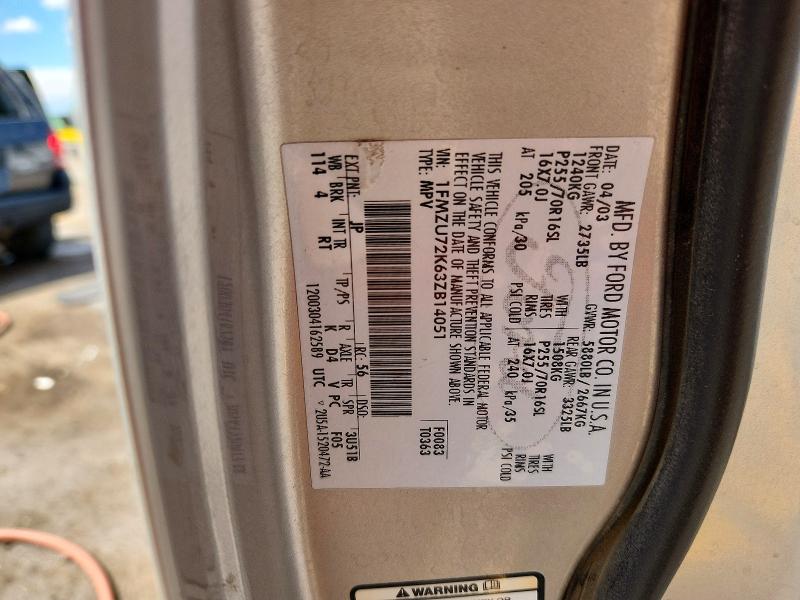 66577416 :رقم المزاد ، 1FMZU72K63ZB14051 vin ، 2003 Ford Explorer مزاد بيع