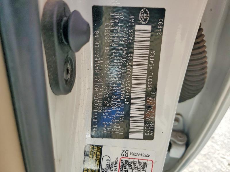69870856 :رقم المزاد ، 4T1BK36B16U096425 vin ، 2006 Toyota Avalon مزاد بيع