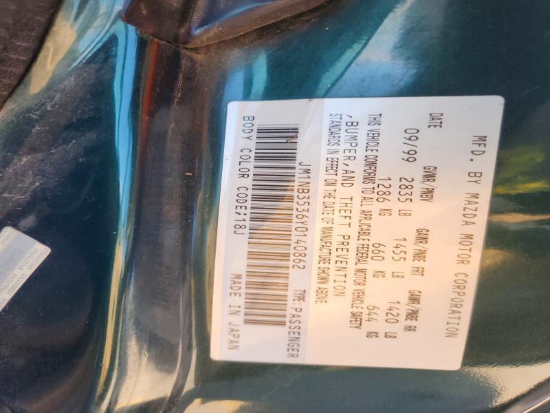 Aukcja sprzedaży 2000 Mazda Mx-5 Miata, vin: JM1NB3536Y0140862, numer aukcji: 67901716