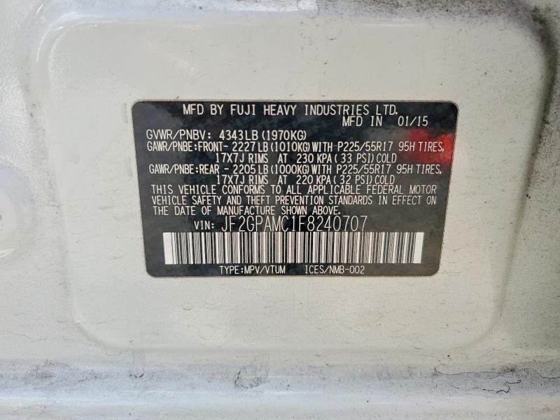 2015 Subaru Xv Crosstrek მანქანა იყიდება აუქციონზე, vin: JF2GPAMC1F8240707, აუქციონის ნომერი: 70038866
