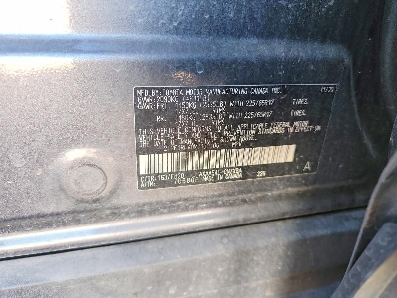 Продажа на аукционе авто 2021 Toyota Rav4, vin: 2T3F1RFV0MC160106, номер лота: 67844396