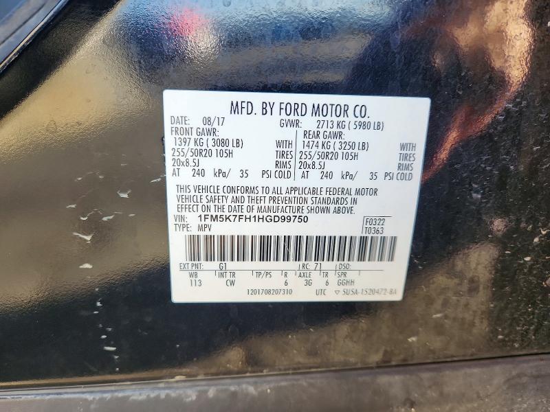 Aukcja sprzedaży 2017 Ford Explorer, vin: 1FM5K7FH1HGD99750, numer aukcji: 67364676