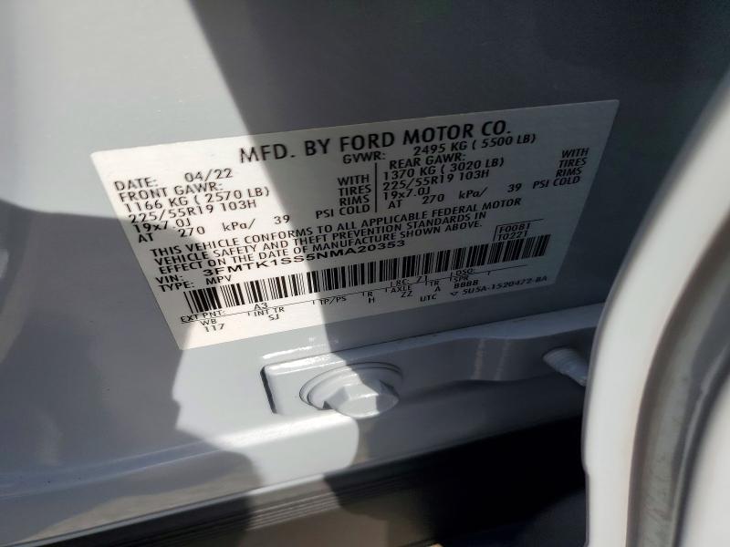Продажа на аукционе авто 2022 Ford Mustang Mach-e, vin: 3FMTK1SS5NMA20353, номер лота: 68129536