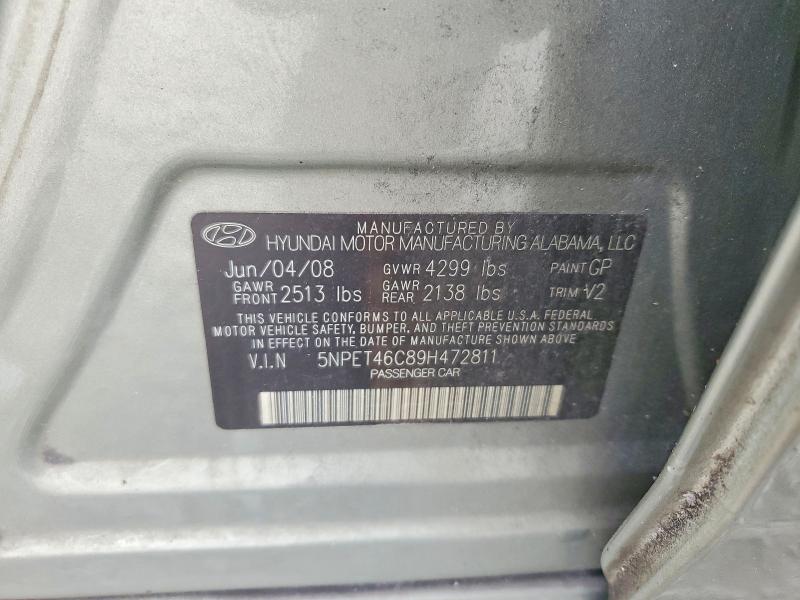 69852176 :رقم المزاد ، 5NPET46C89H472811 vin ، 2009 Hyundai Sonata مزاد بيع