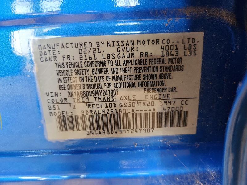 68614136 :رقم المزاد ، 3N1AB8DV9MY247907         vin ، 2021 Nissan Sentra مزاد بيع