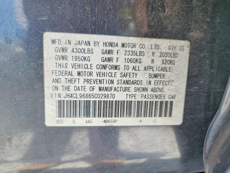 Продаж на аукціоні авто 2005 Acura Tsx, vin: JH4CL96865C029870, номер лоту: 67786046