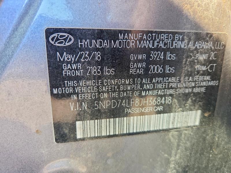 Aukcja sprzedaży 2018 Hyundai Elantra, vin: 5NPD74LF8JH368418, numer aukcji: 69239266