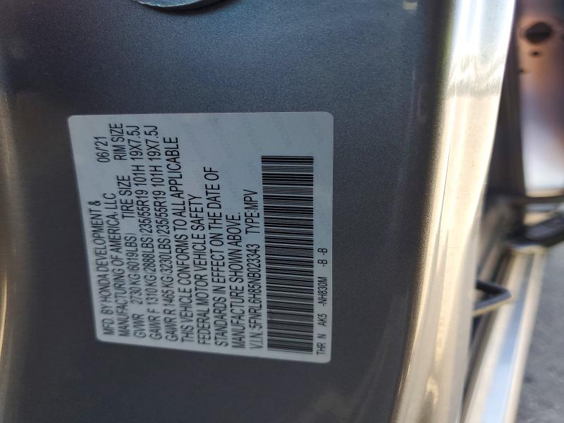 70473056 :رقم المزاد ، 5FNRL6H85NB023343 vin ، 2022 Honda Odyssey مزاد بيع