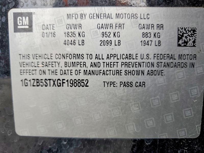 68631466 :رقم المزاد ، 1G1ZB5STXGF198852 vin ، 2016 Chevrolet Malibu مزاد بيع