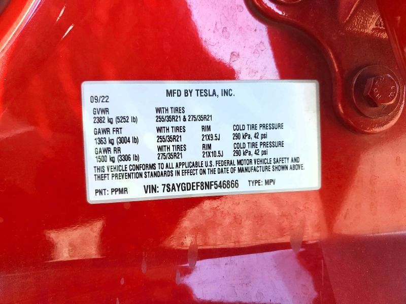 Aukcja sprzedaży 2022 Tesla Model Y, vin: 7SAYGDEF8NF546866, numer aukcji: 68681016
