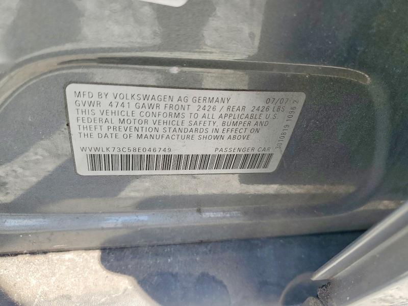 Продаж на аукціоні авто 2008 Volkswagen Passat, vin: WVWLK73C58E046749, номер лоту: 69294936