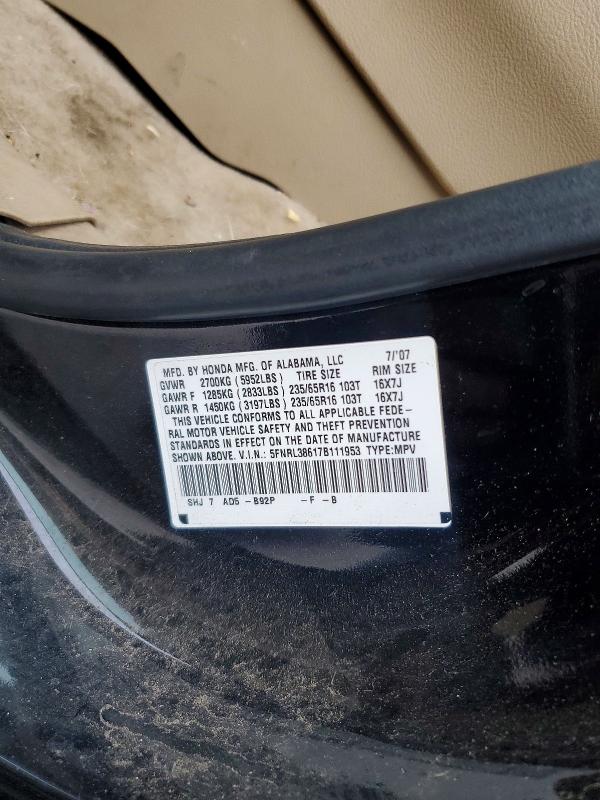 Продажа на аукционе авто 2007 Honda Odyssey, vin: 5FNRL38617B111953, номер лота: 70315536