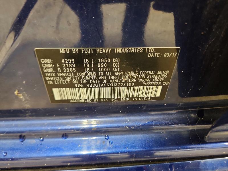 68256206 :رقم المزاد ، 4S3GTAK6XH3728108 vin ، 2017 Subaru Impreza مزاد بيع