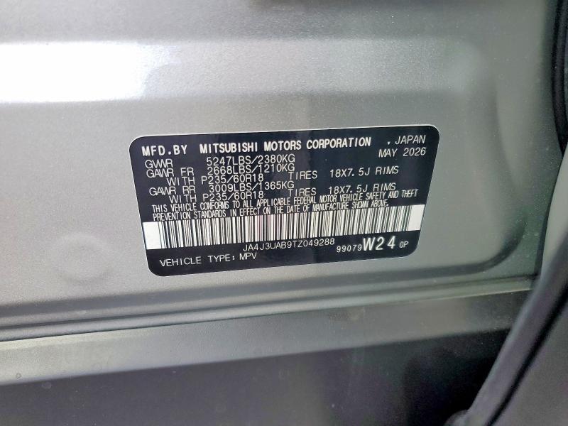 Aukcja sprzedaży 2026 Mitsubishi Outlander, vin: JA4J3UAB9TZ049288, numer aukcji: 70075186