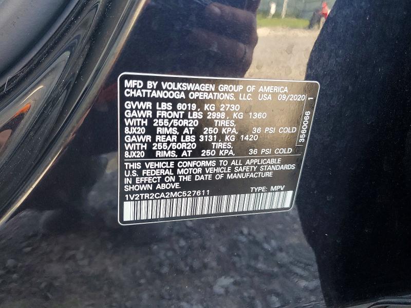 2021 Volkswagen Atlas მანქანა იყიდება აუქციონზე, vin: 1V2TR2CA2MC527611, აუქციონის ნომერი: 69367326