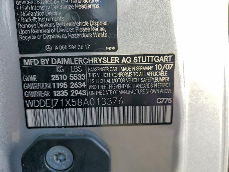 Продажа на аукционе авто 2008 Mercedes-benz Cl, vin: WDDEJ71X58A013376, номер лота: 69220766