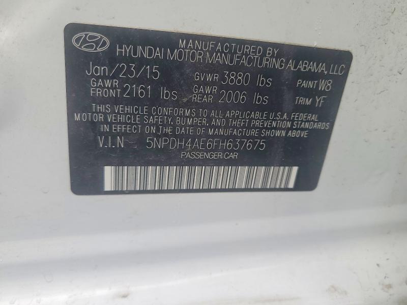 Продажа на аукционе авто 2015 Hyundai Elantra, vin: 5NPDH4AE6FH637675, номер лота: 67334296