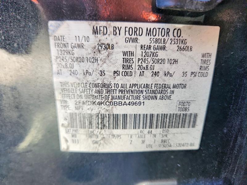 Продажа на аукционе авто 2011 Ford Edge, vin: 2FMDK4KC0BBA49691, номер лота: 69527976