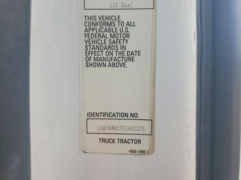 69941886 :رقم المزاد ، 1XKYA48X7FJ403375 vin ، 2015 Kenworth T680 مزاد بيع