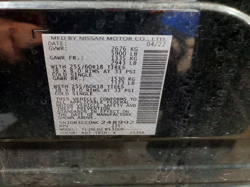 Auction sale of the 2022 Nissan Pathfinder, vin: 5N1DR3CC0NC248992, lot number: 69554956