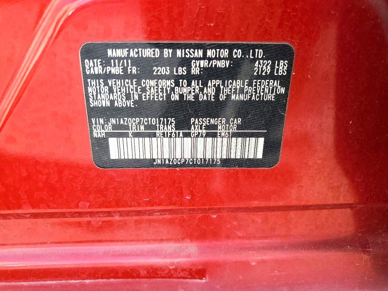 Продаж на аукціоні авто 2012 Nissan Leaf, vin: JN1AZ0CP7CT017175, номер лоту: 68016746