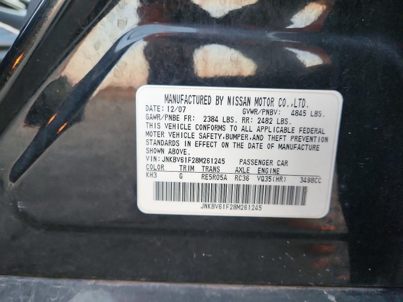 68680126 :رقم المزاد ، JNKBV61F28M261245 vin ، 2008 Infiniti G35 مزاد بيع