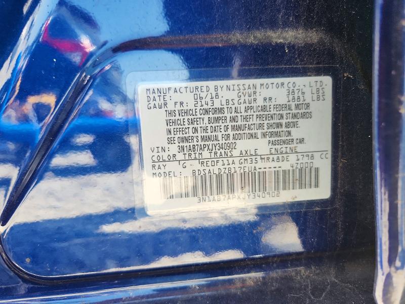 2018 Nissan Sentra მანქანა იყიდება აუქციონზე, vin: 3N1AB7APXJY340902, აუქციონის ნომერი: 67270946