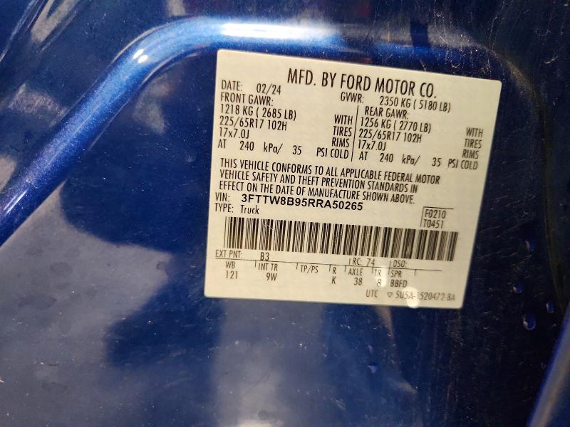 67447046 :رقم المزاد ، 3FTTW8B95RRA50265 vin ، 2024 Ford Maverick مزاد بيع