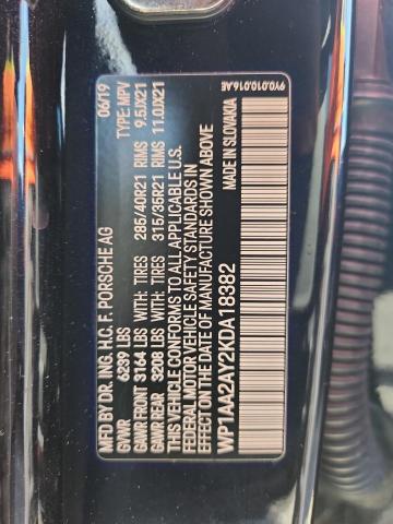 69134386 :رقم المزاد ، WP1AA2AY2KDA18382 vin ، 2019 Porsche Cayenne مزاد بيع