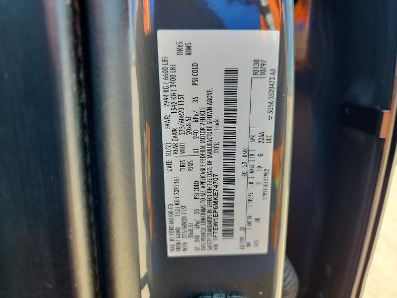 Aukcja sprzedaży 2021 Ford F150, vin: 1FTEW1EP6MKE74707, numer aukcji: 67155696